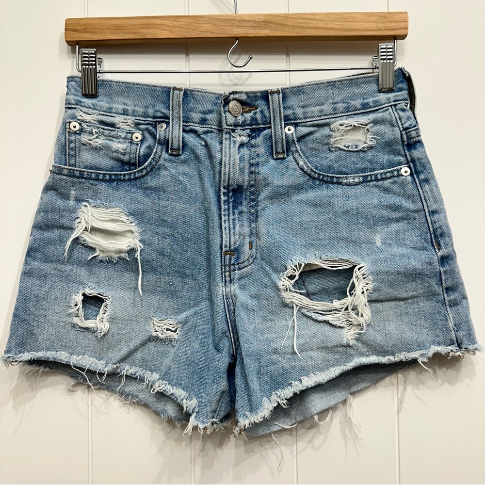 MADEWELL The Perfect Jean Short Distressed Ripped High Rise Cut Off Frayed Sz 24